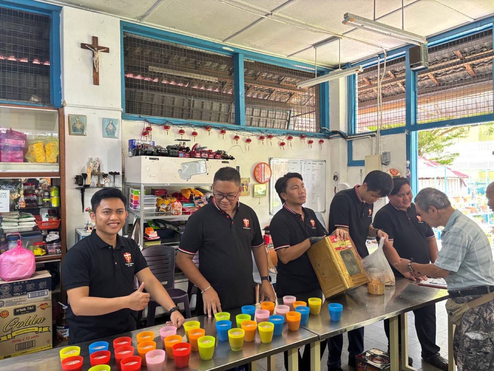 Preparing food to serve at a parish event
